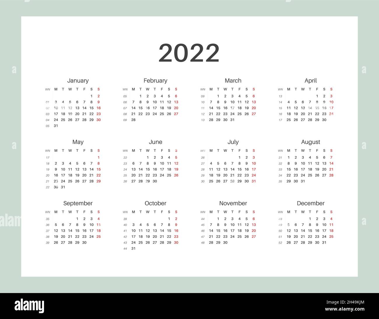 Plantilla De Calendario Para Planificadores Calendario 2022 Imagen