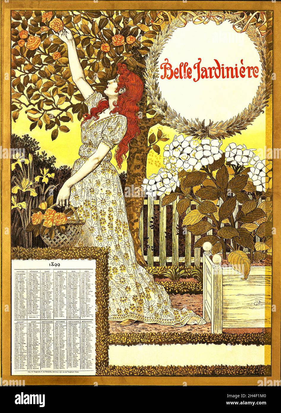 Calendario de Eugène Grasset encargado por el almacén parisino La Belle Jardinière - Los meses Foto de stock