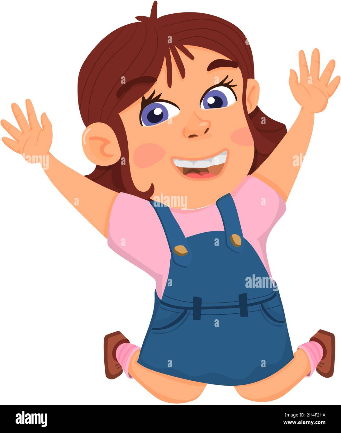 Chica saltando. Feliz niño riendo. Divertido personaje de dibujos animados  Imagen Vector de stock - Alamy
