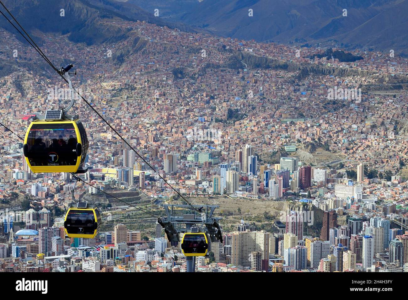 Funicular góndolas, Teleferico de la línea Amarilla, La Paz, Bolivia