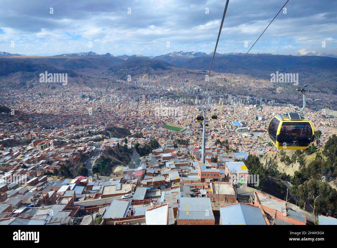 Funicular góndolas, Teleferico de la línea Amarilla, La Paz, Bolivia