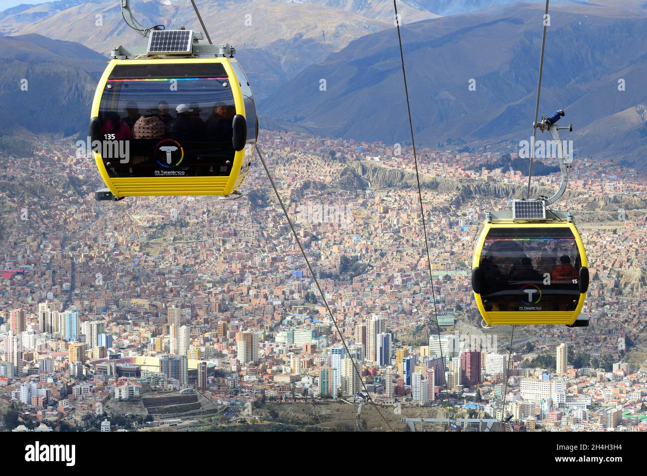Funicular góndolas, Teleferico de la línea Amarilla, La Paz, Bolivia