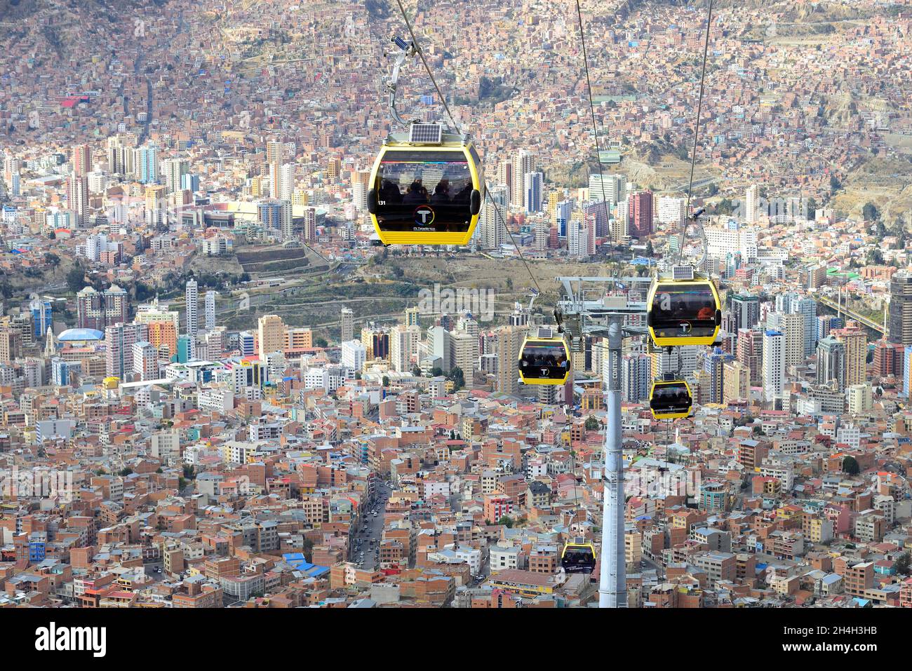 Funicular góndolas, Teleferico de la línea Amarilla, La Paz, Bolivia