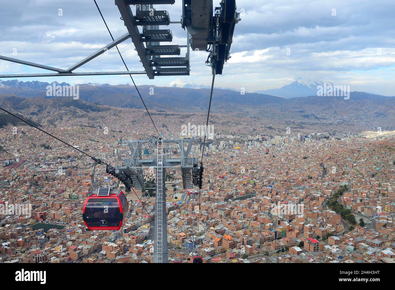 Funicular góndolas, Teleferico, de la línea Roja, La Paz, Bolivia