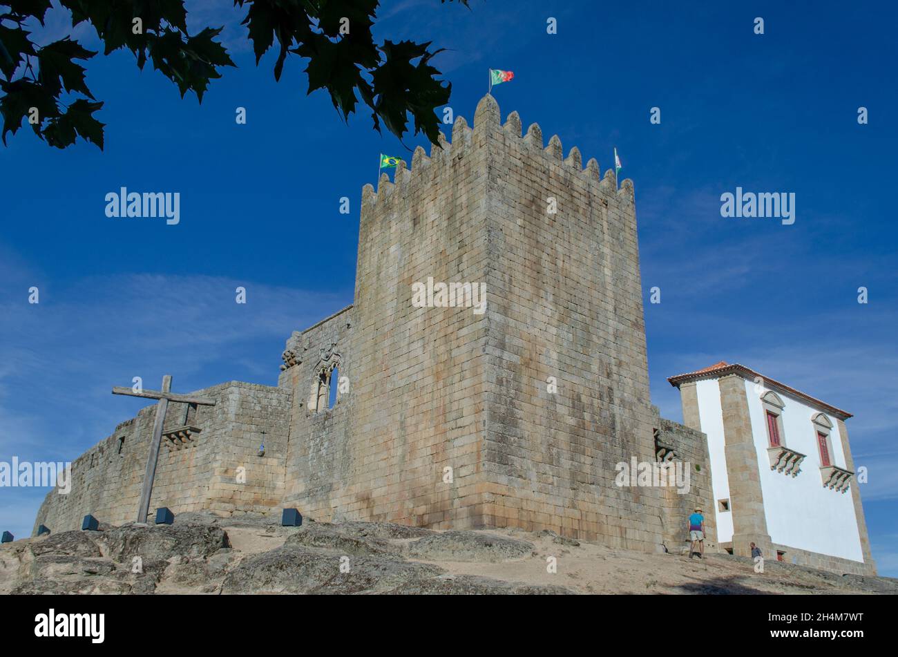 El castillo de Belmonte del siglo 13th, más tarde la casa del explorador de la familia de Brasil Pedro Alvares Cabral, en Belmonte, Centro, Portugal Foto de stock