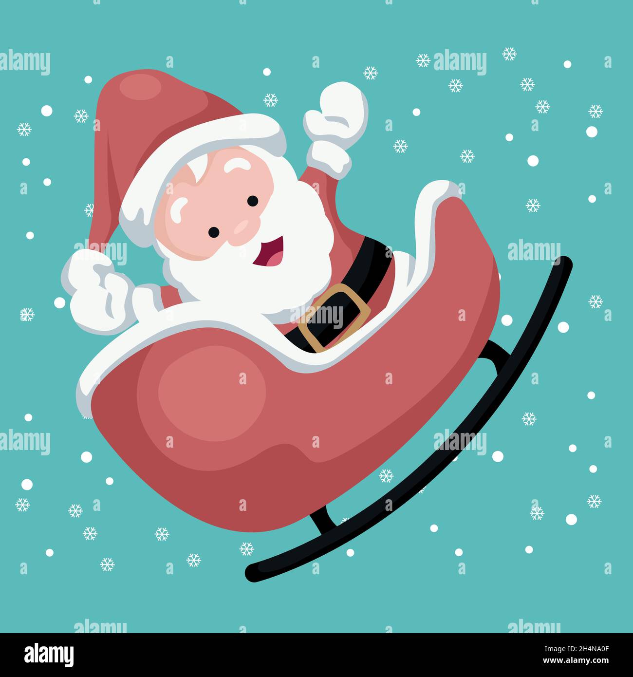 Cambio Disipar fragmento Postal navideña con Papá Noel en su trineo rojo Imagen Vector de stock -  Alamy