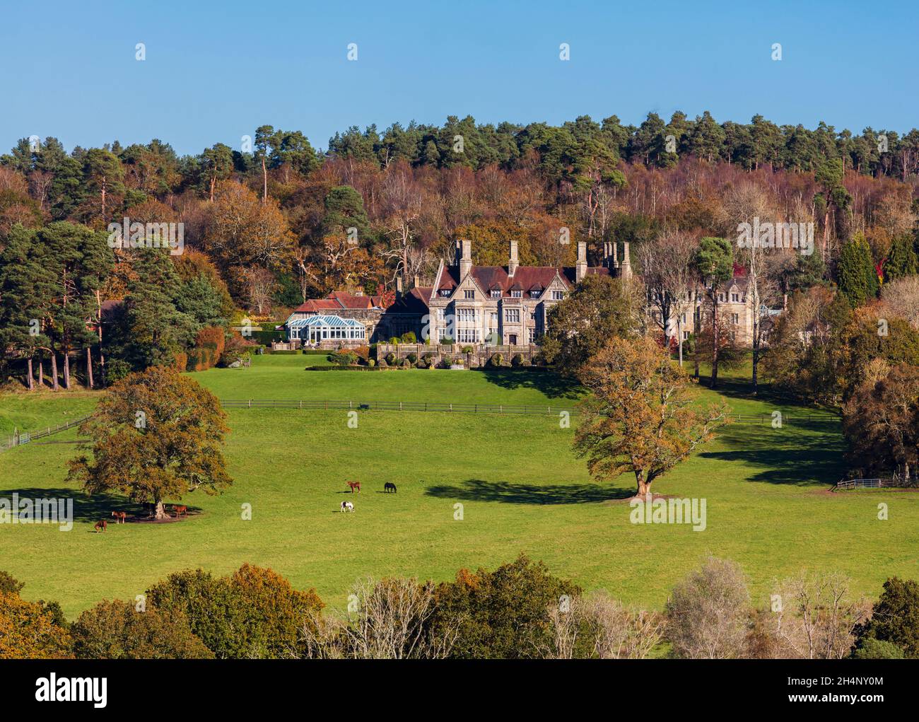 Old Lodge Edwardian Mansion en Ashdown Forest, East Sussex, Inglaterra, Reino Unido. Foto de stock