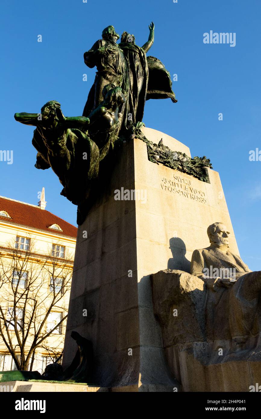 Palacky monumento en Paleckeho namesti Plaza Praga Foto de stock