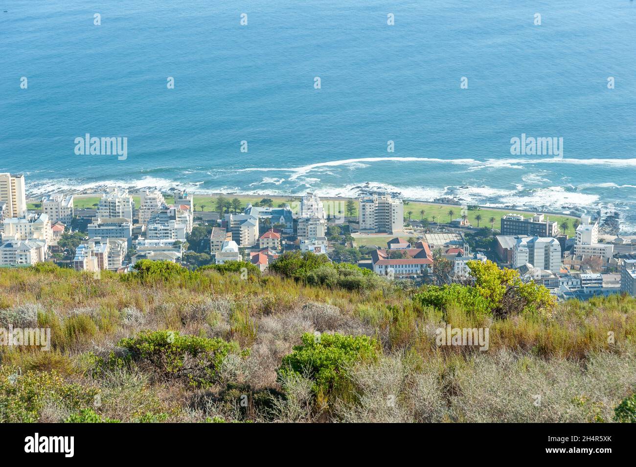 Vue aérienne sur l'océan à Ciudad del Cabo Foto de stock