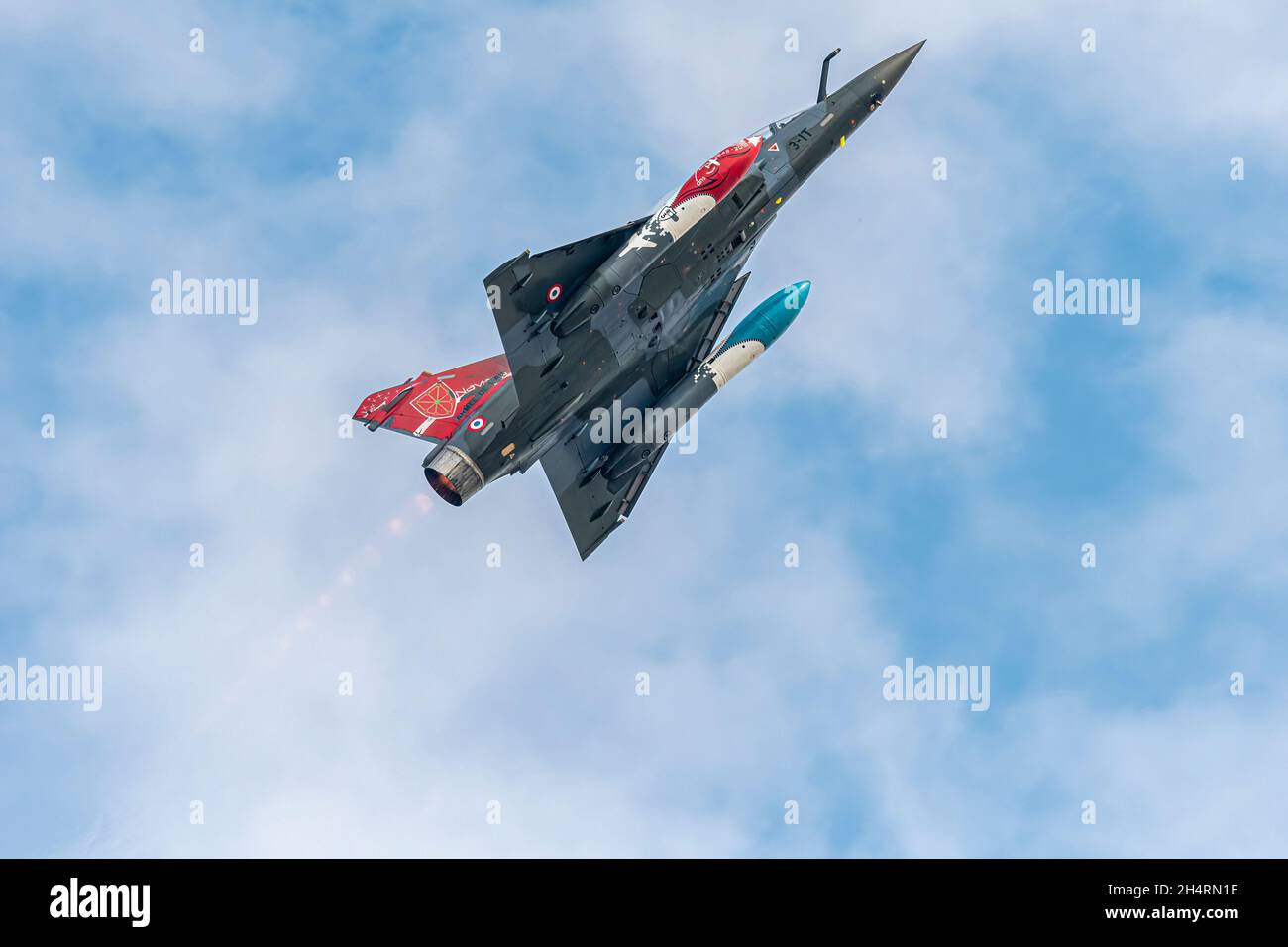 La pantalla táctica de Couteau Delta, uno de los Mirage 2000D de la Fuerza Aérea Francesa Foto de stock