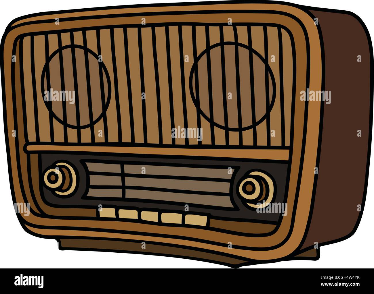 El dibujo a mano de una radio lámpara de madera retro Imagen Vector de  stock - Alamy