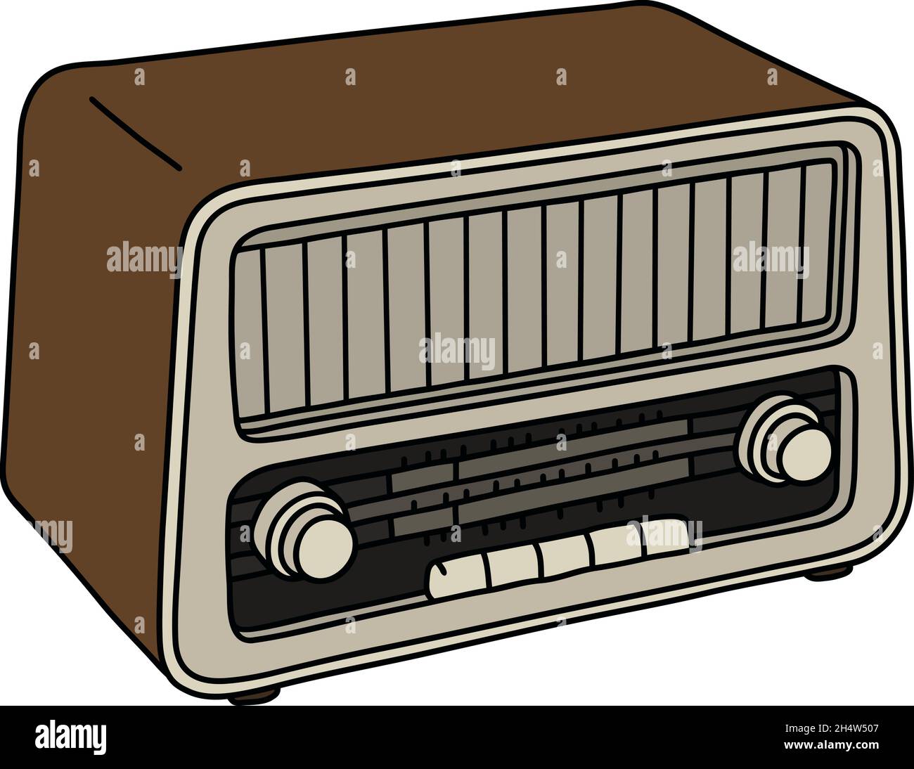 El dibujo a mano de una radio lámpara de madera retro Imagen Vector de  stock - Alamy