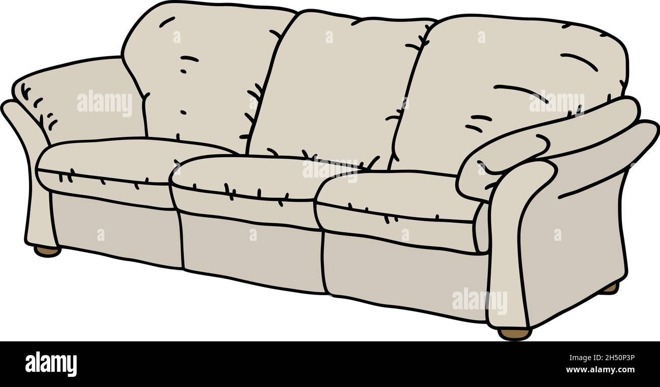 Dibujo a mano de un sofá blanco Imagen Vector de stock - Alamy