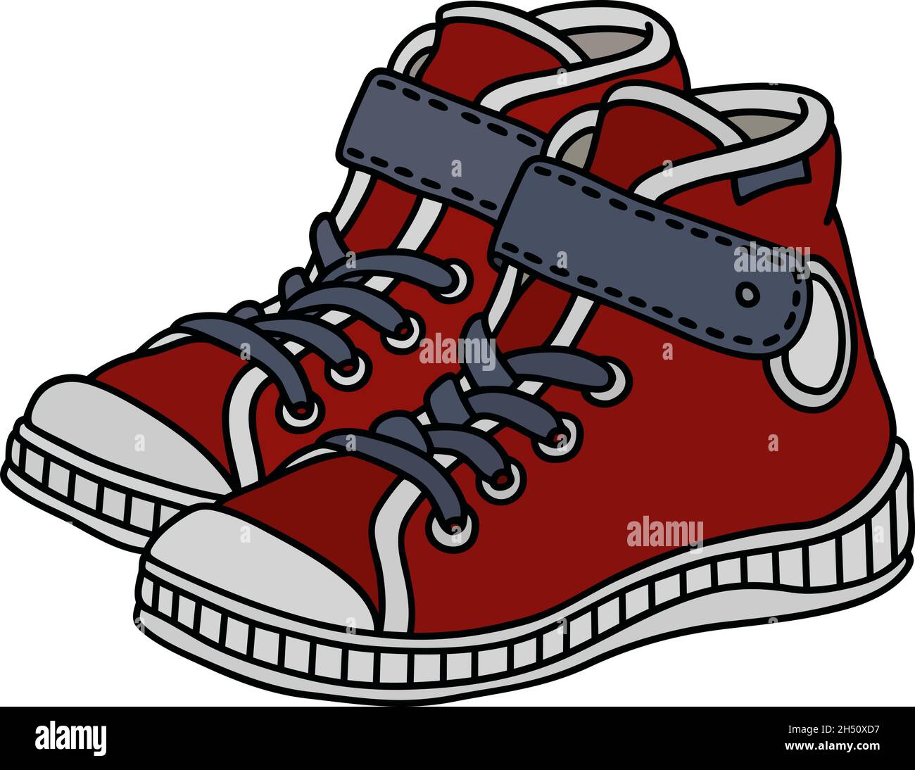 Dibujo a mano de zapatos deportivos para niños rojos, blancos y grises  Imagen Vector de stock - Alamy
