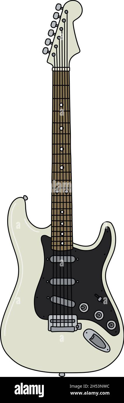 El dibujo vectorial de una guitarra eléctrica clásica en blanco y negro  Imagen Vector de stock - Alamy
