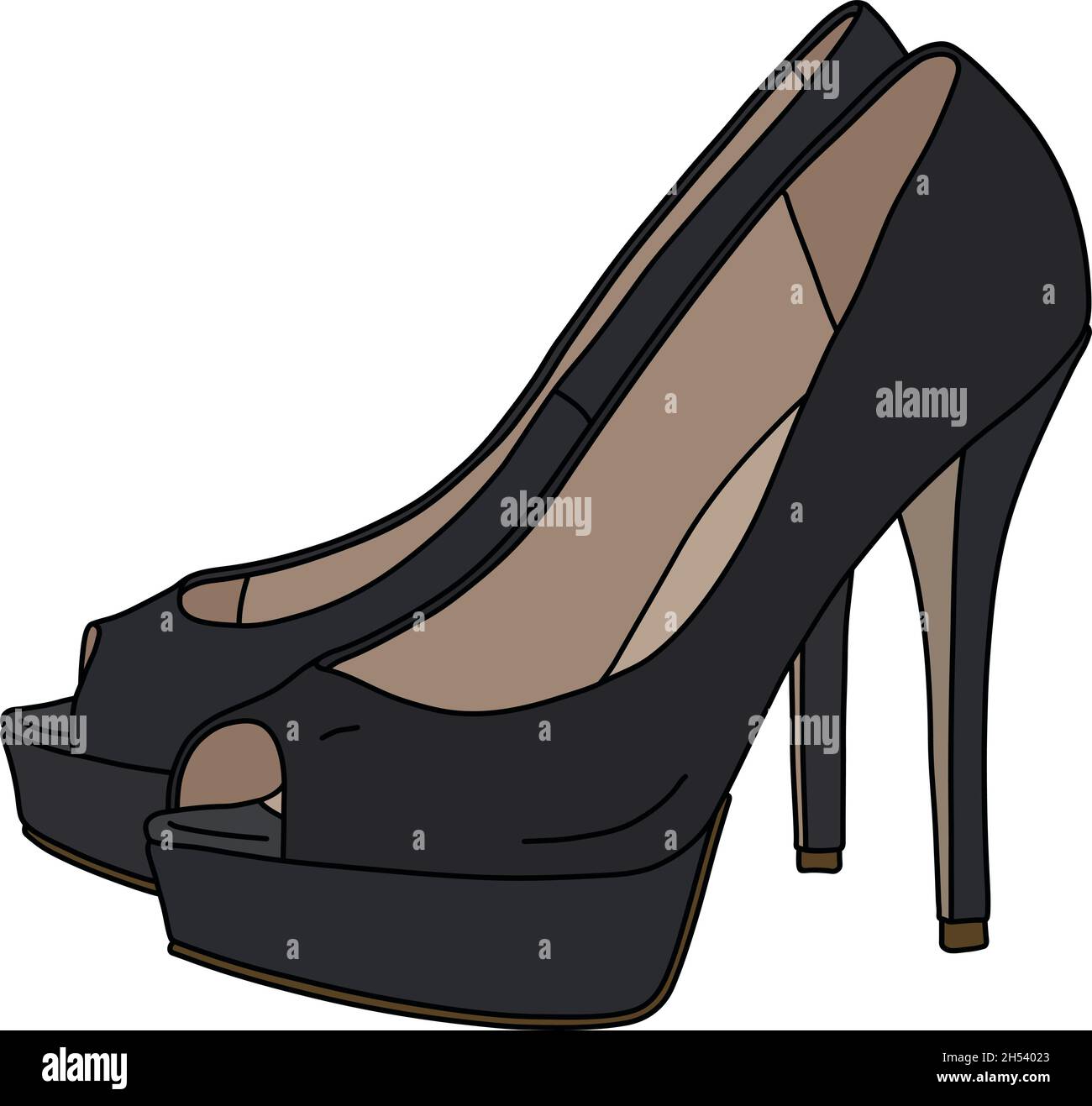 El dibujo de mano vectorizado de zapatos de mujer negros sobre tacones  altos Imagen Vector de stock - Alamy