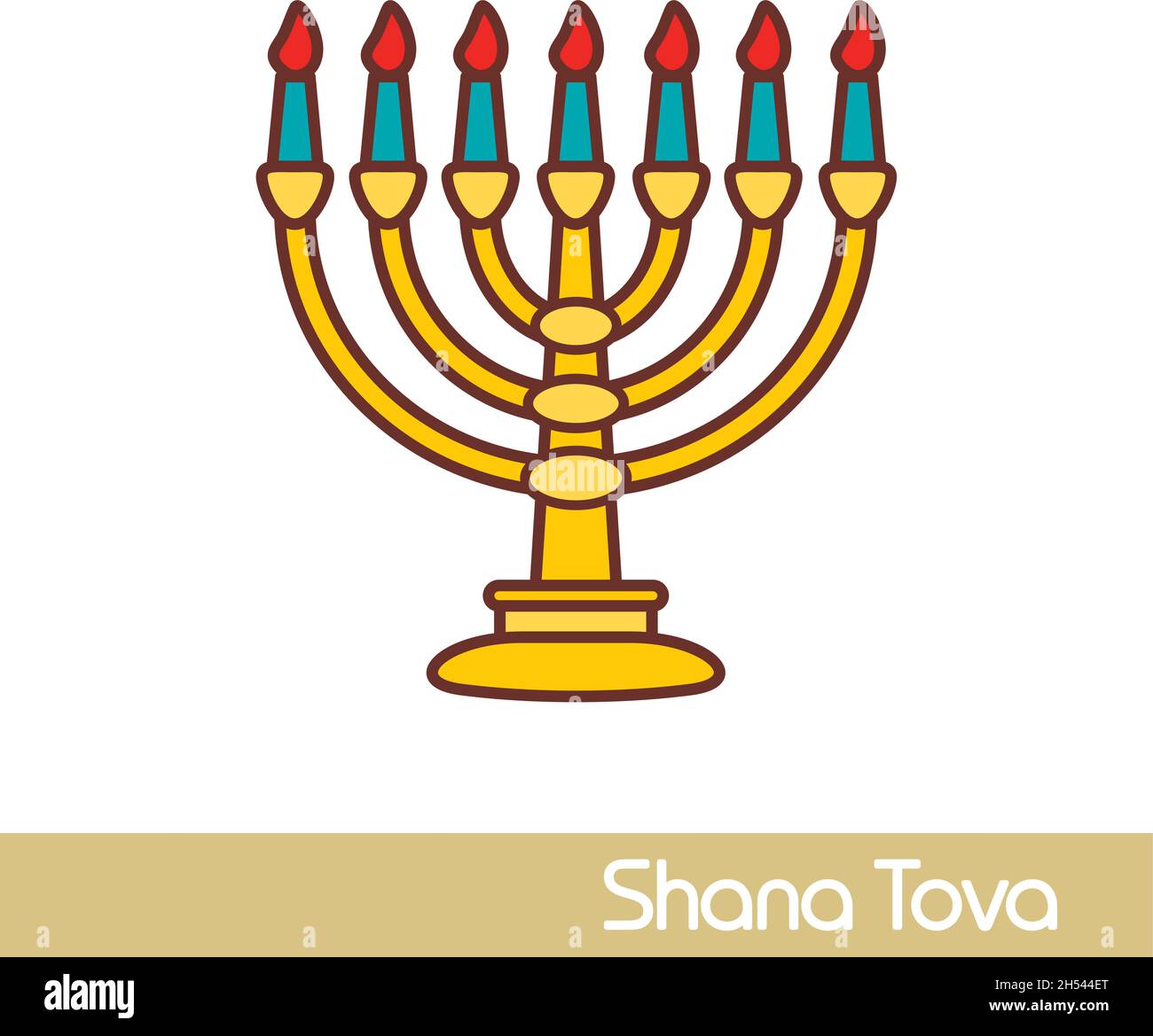 Menorah. Rosh Hashanah icono. Shana tova. Dulce y feliz año nuevo en