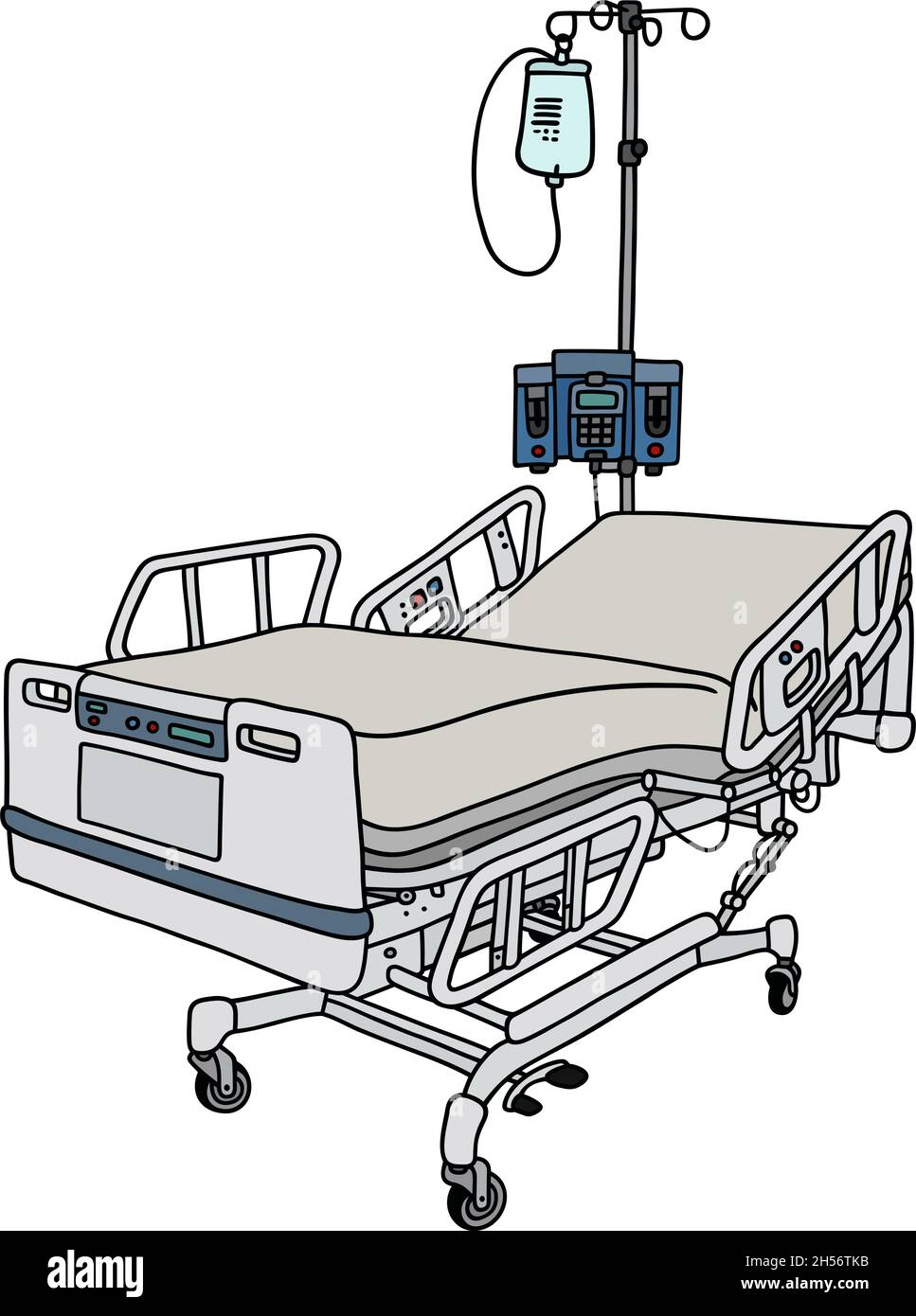 Dibujo manual de una cama de posición del hospital Vector de stock - Alamy