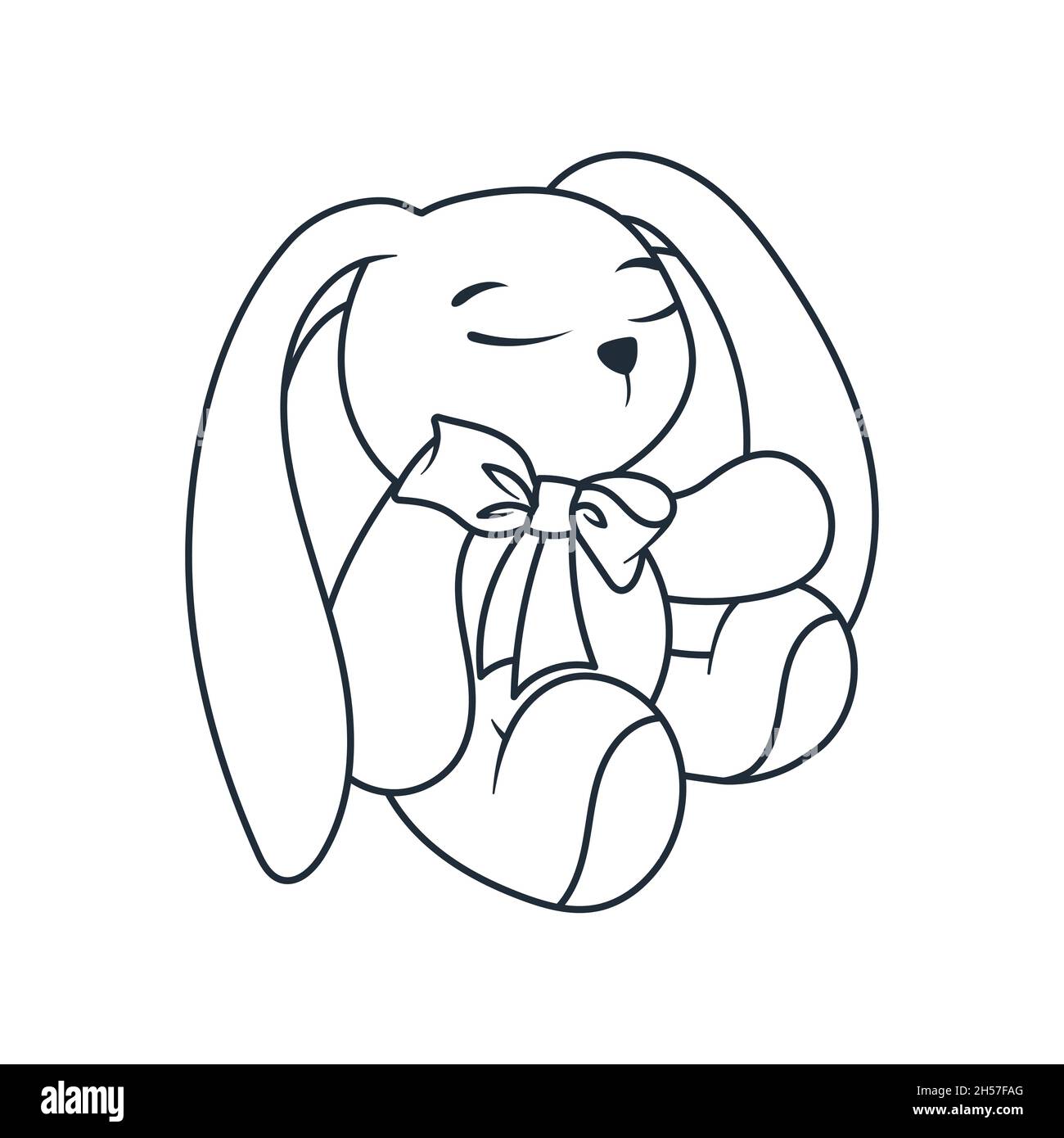 Lindo conejito con un lazo. Diseño vectorial de moda infantil. Una ilustración maravillosa de un conejo para una camiseta de niños, ropa de niños, invita Ilustración del Vector