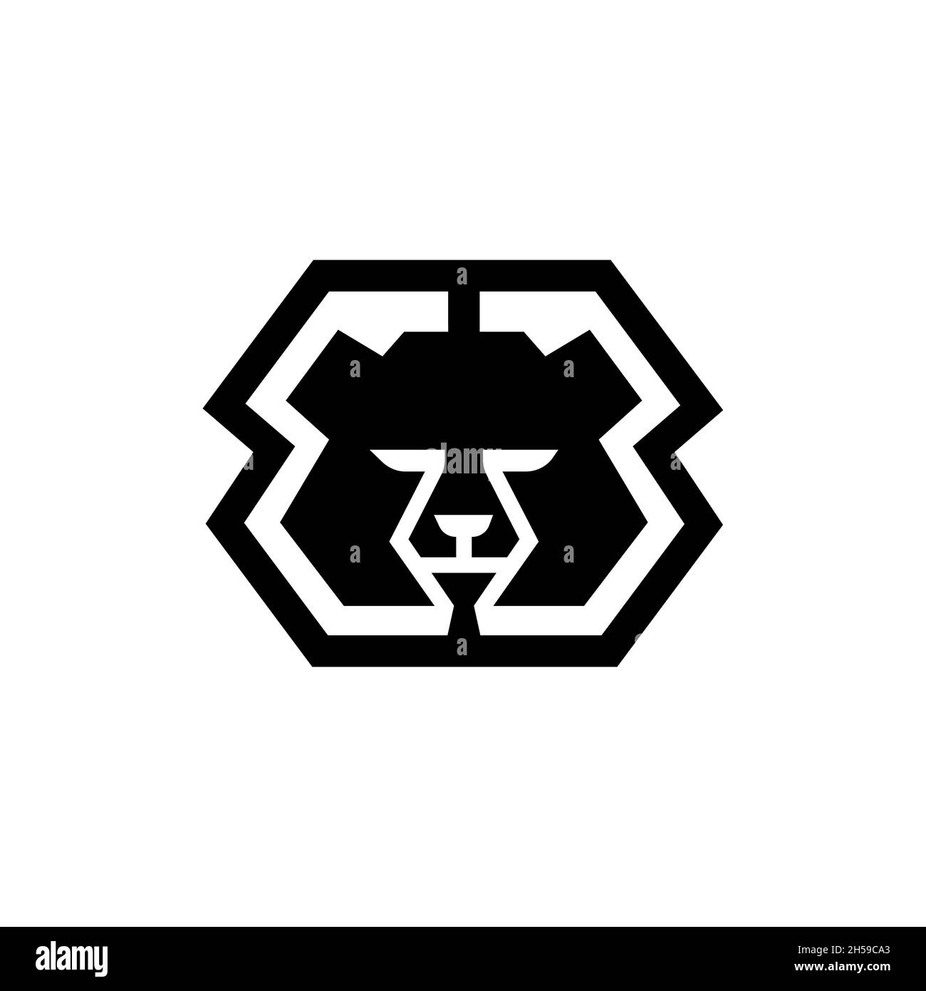 logotipo de la cabeza del oso con formas abstractas y simples. Ilustración del Vector