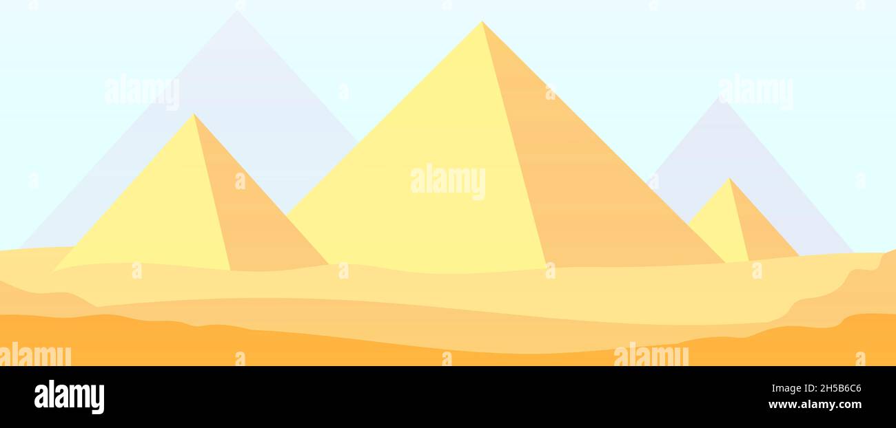 Egipto pirámides de fondo. Antiguo paisaje piramidal de la luz del sol,  arquitectura de la historia antigua. Plano de dibujos animados egipcio  desierto utter vector panorama Imagen Vector de stock - Alamy
