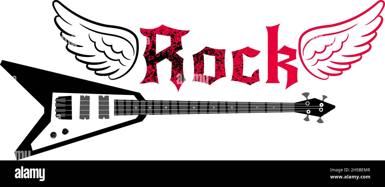 Guitarra eléctrica negra. Instrumento de dibujos animados para tocar  canciones en conciertos y festivales, ilustración vectorial de objeto para  músicos de rock aislados sobre fondo blanco Imagen Vector de stock - Alamy