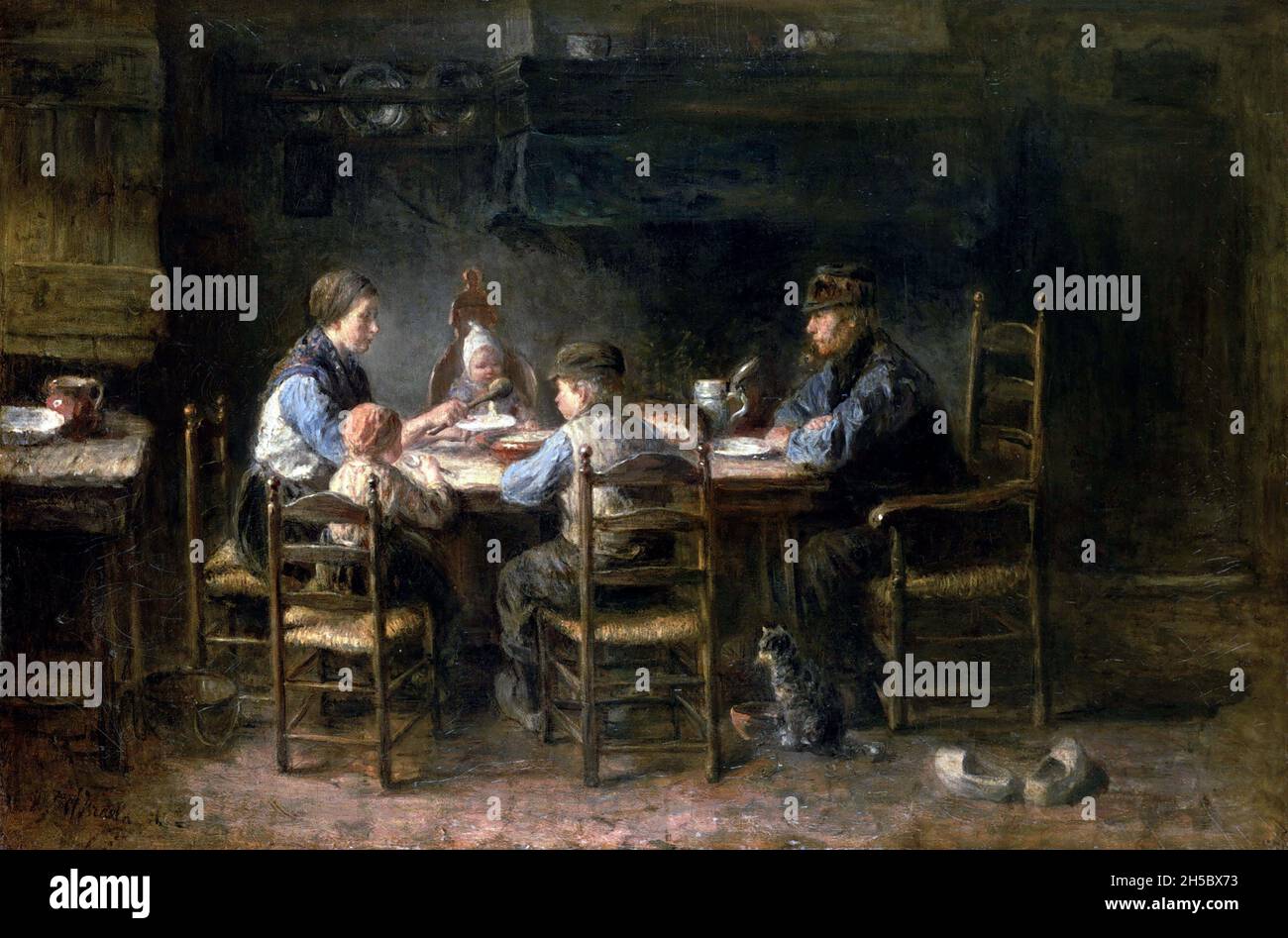 Familia campesina en la mesa por Jozef Israëls (1824-1911), 1882 Foto de stock