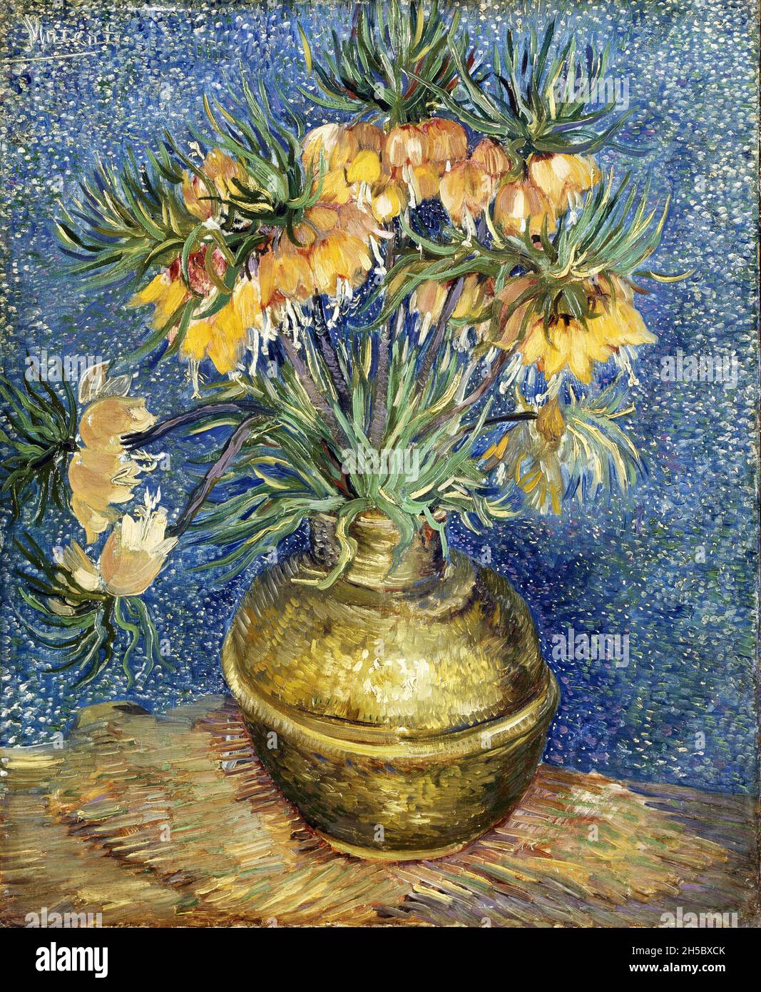 Fritlarias imperiales en una jarrón de cobre por Vincent van Gogh (1853-1890), óleo sobre lienzo, 1887 Foto de stock