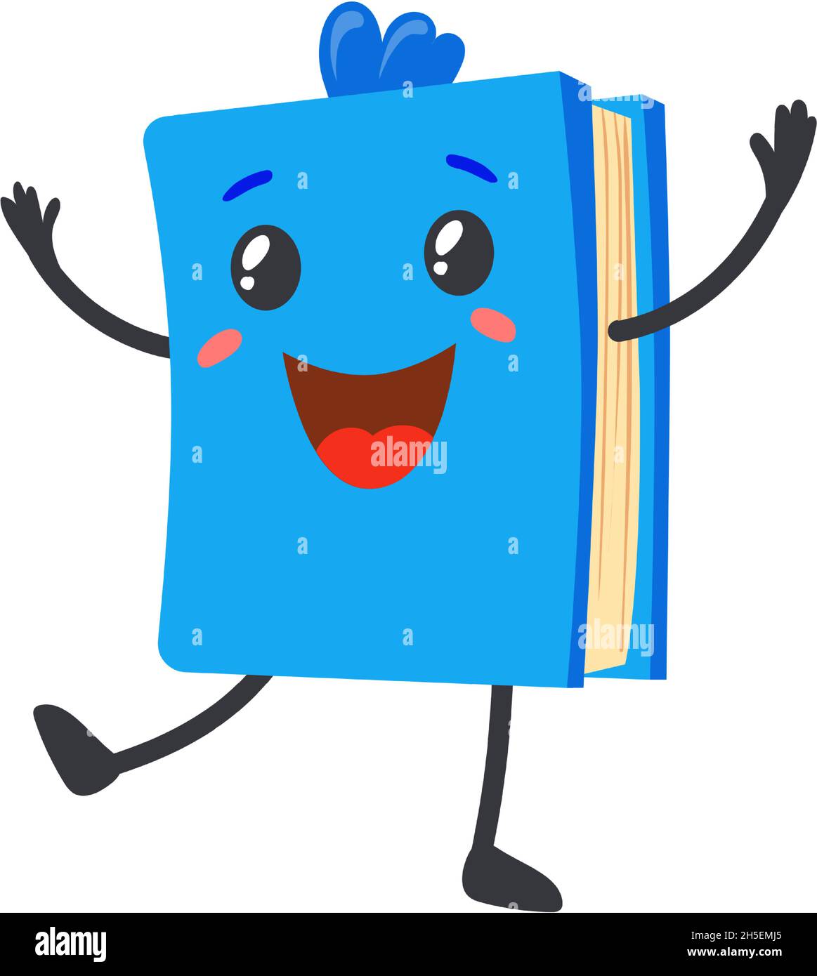 Caracteres azules del libro de texto. Emoji feliz libro con los ojos