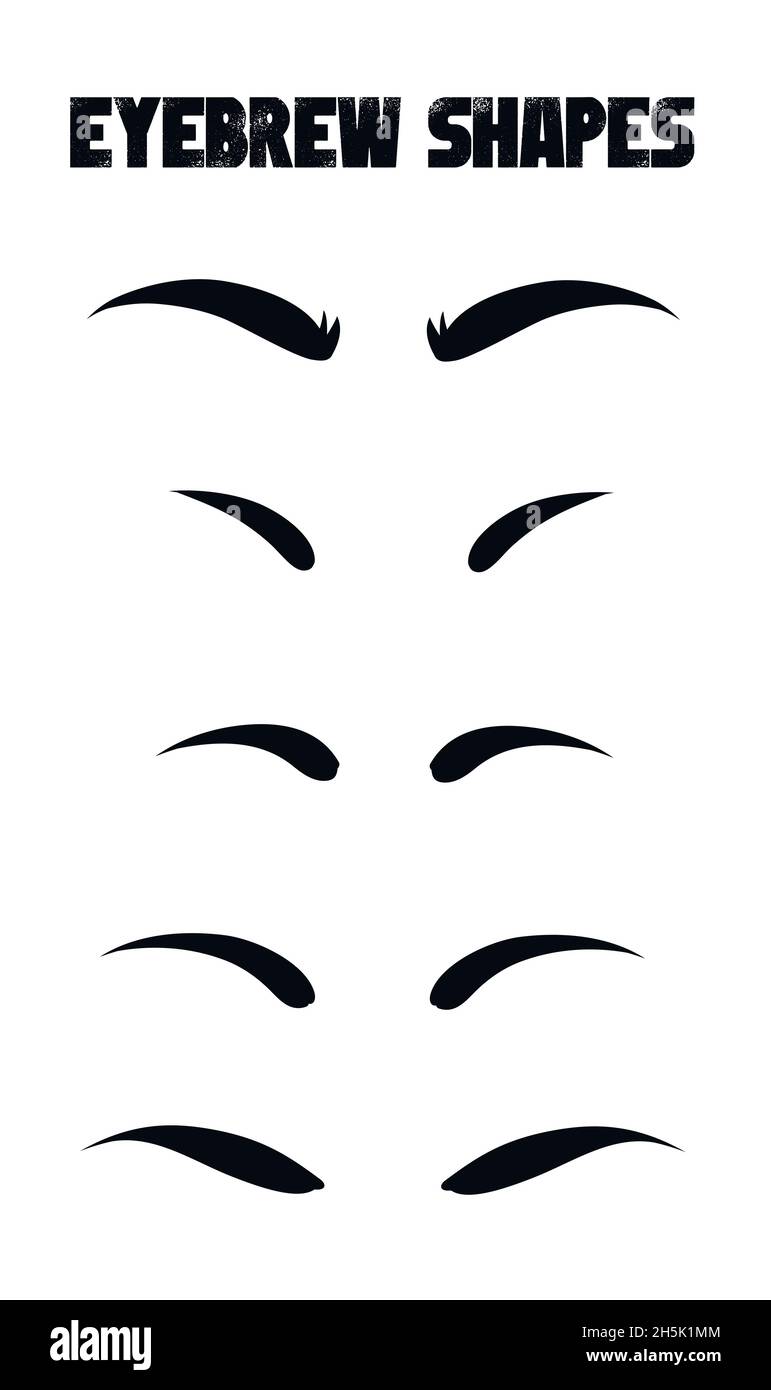 Las formas de las cejas. Las formas de cejas. Los diferentes tipos de cejas.  Consejos de maquillaje. Cejas para las mujeres Imagen Vector de stock -  Alamy