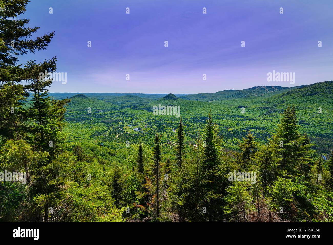 Vasto paisaje del Parque Nacional Mont-Tremblant de la Región Laurentides; Quebec, Canadá Foto de stock