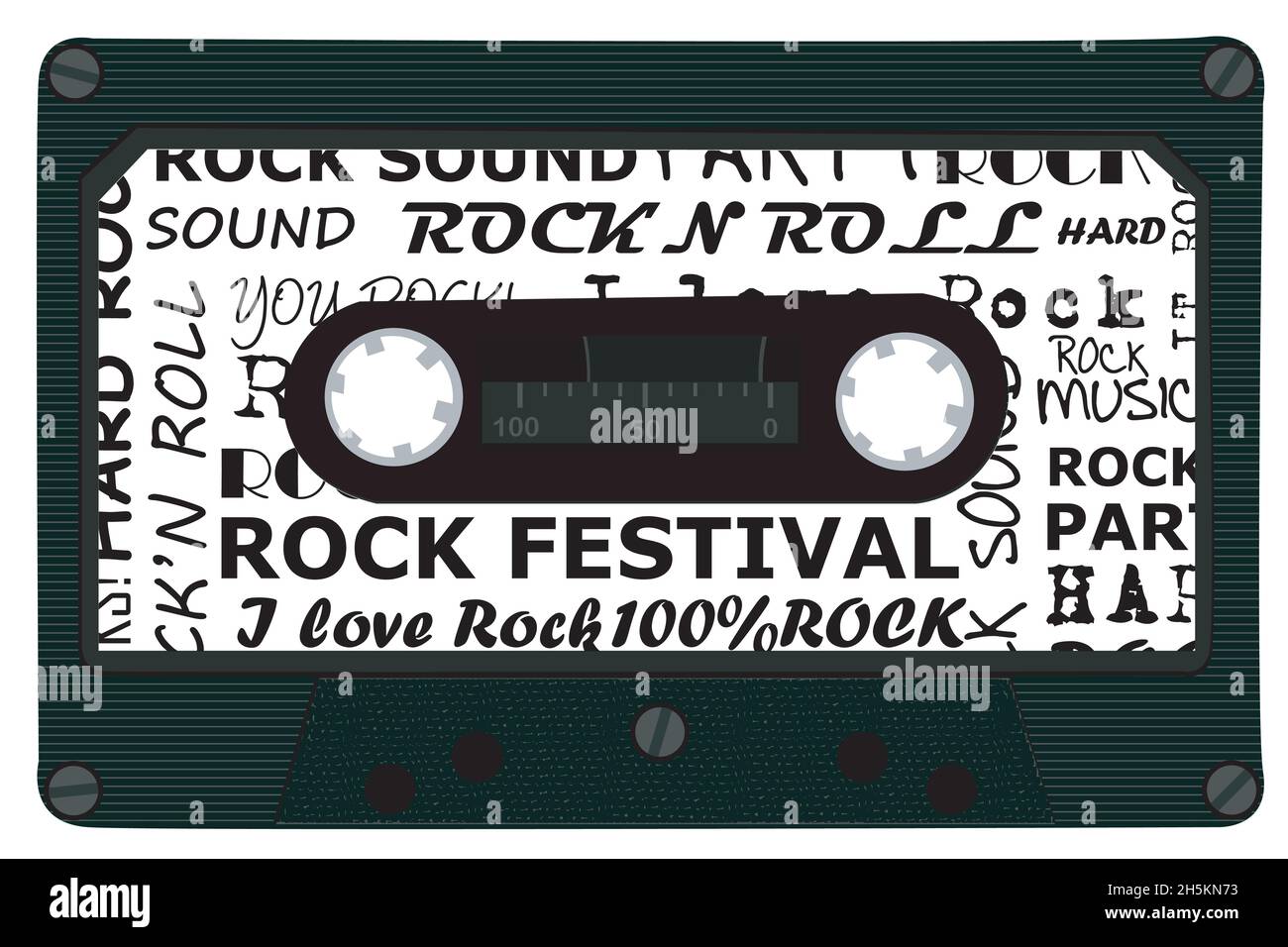 Cinta de casete de audio con música rock Ilustración del Vector