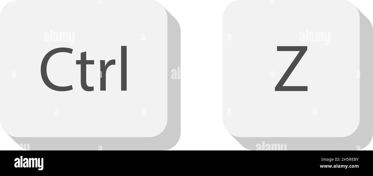Ctrl z teclas del teclado. Botón en estilo plano. Signo vectorial
