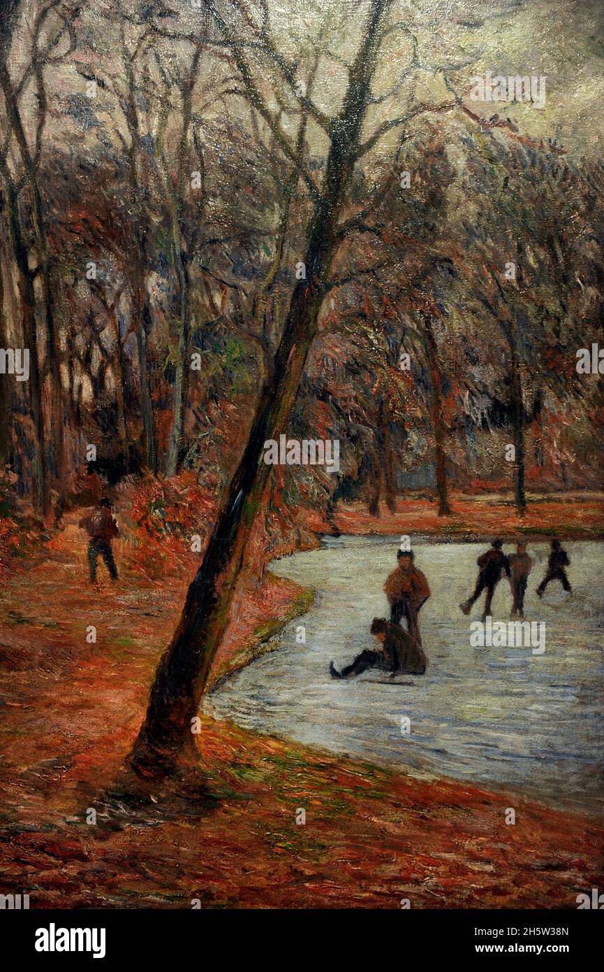 Paul Gauguin (1848-1903). Pintor francés post-impresionista. Patinadores en Frederiksberg Gardens, 1884. Óleo sobre lienzo (65 x 54 cm). NY Carlsberg Glyptotek. Copenhague, Dinamarca. Foto de stock