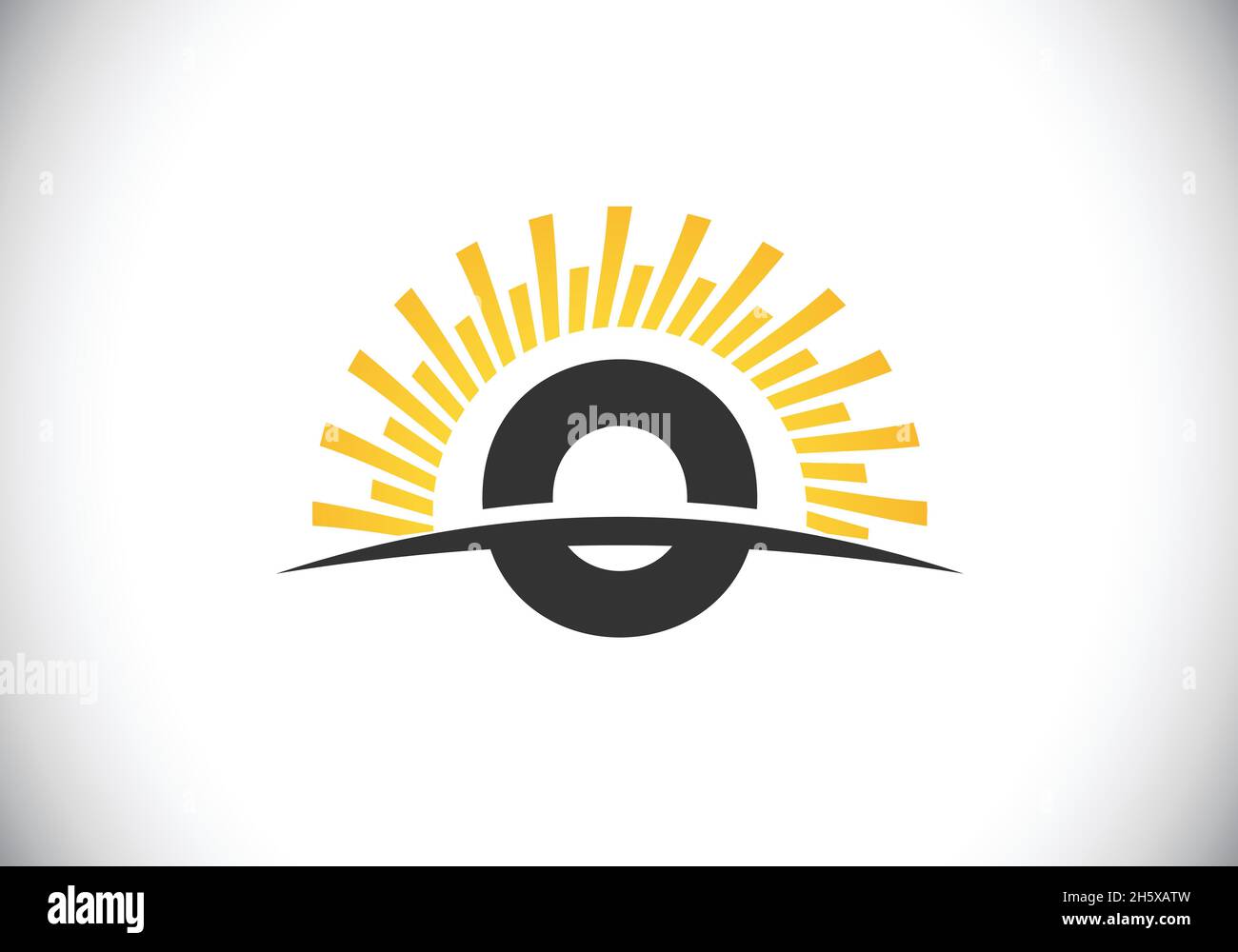 Letra inicial del monograma O con el sol abstracto y el swoosh. Símbolo de logotipo de Sunburst. Moderno logotipo vectorial para la identidad empresarial y empresarial Ilustración del Vector