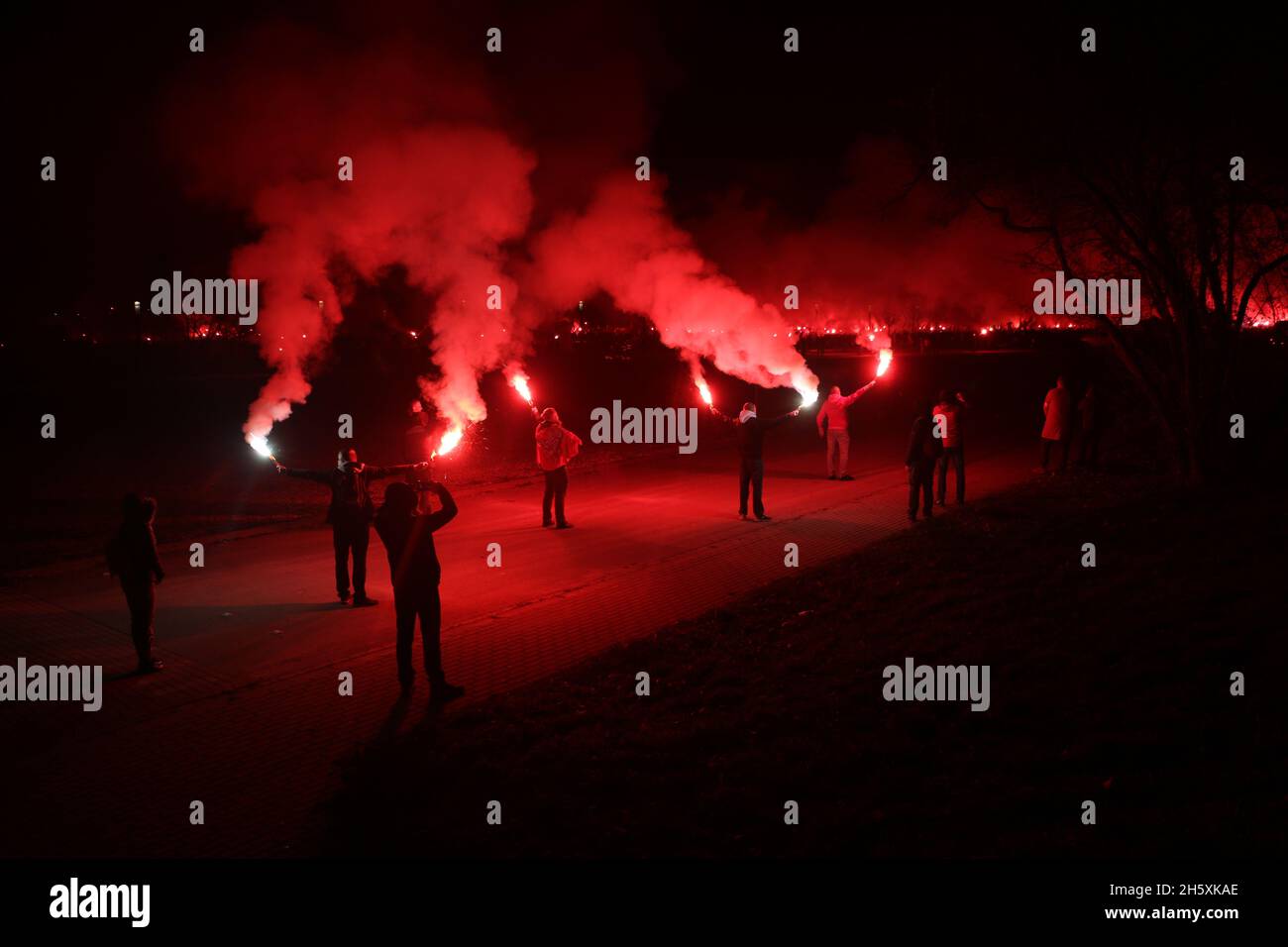 Protestas por el Día de la Independencia de Polonia, Varsovia Foto de stock