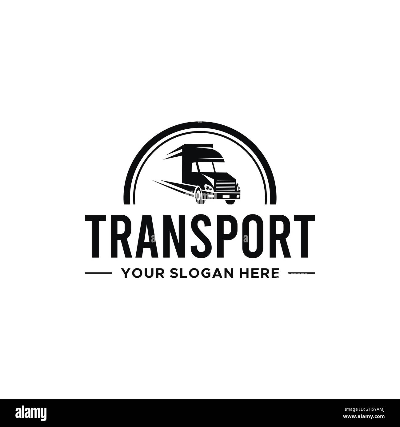 Diseño minimalista del logotipo ovalado del camión de TRANSPORTE Ilustración del Vector