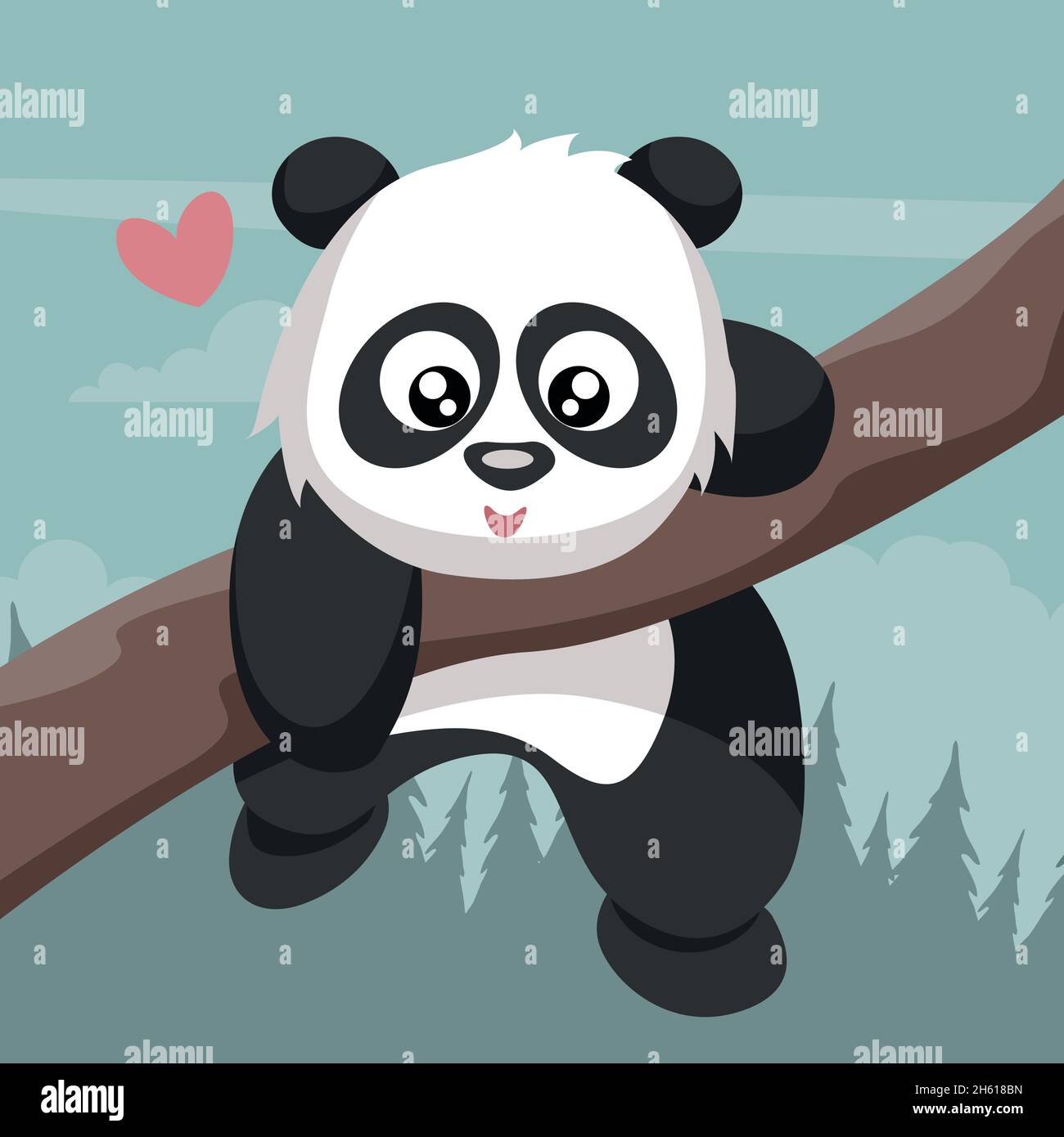 Vinilos infantiles oso panda y rama árbol