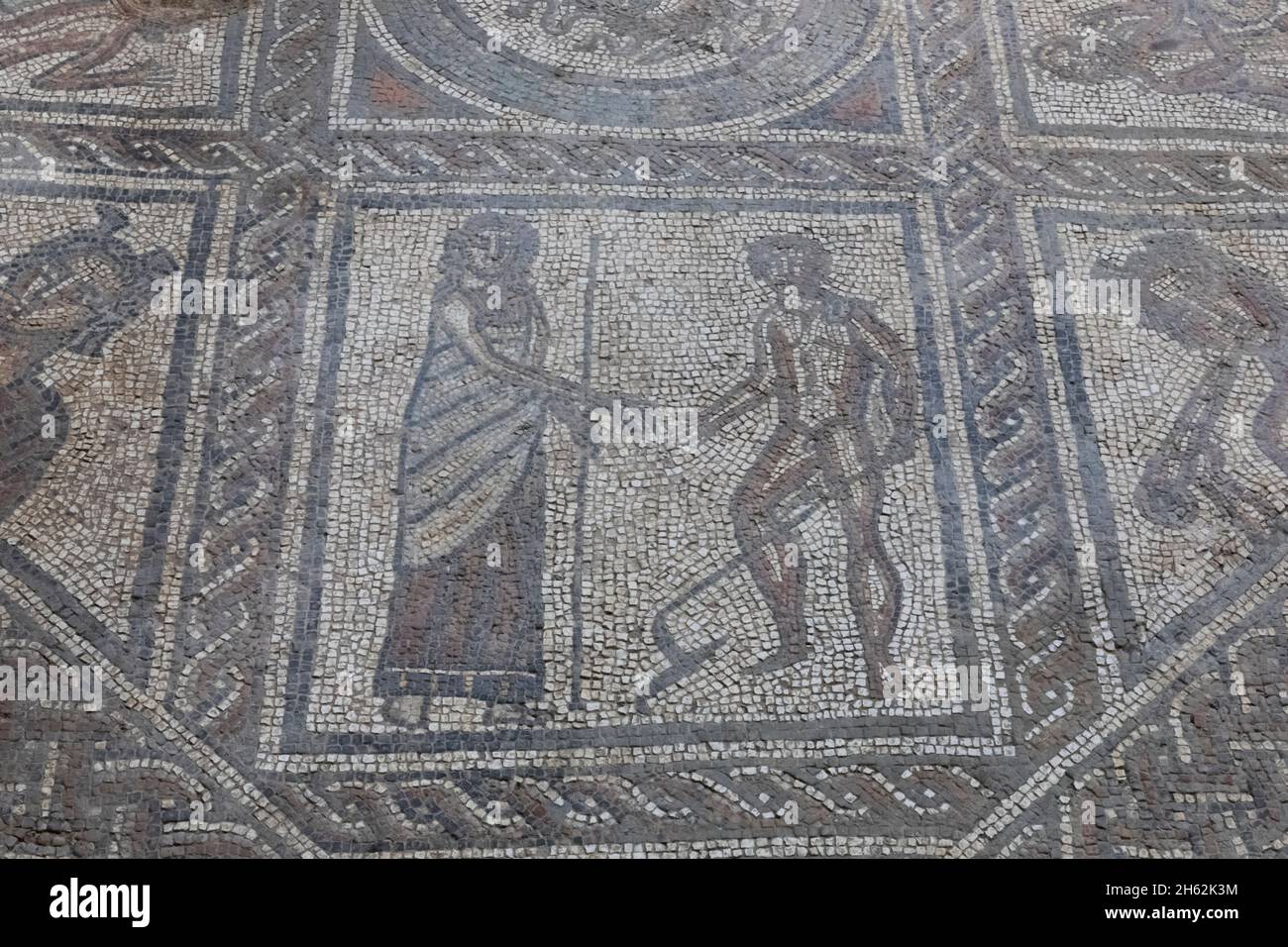 inglaterra, isla de wight, villa romana brading, mosaico que representa ceres la diosa de la agricultura Foto de stock