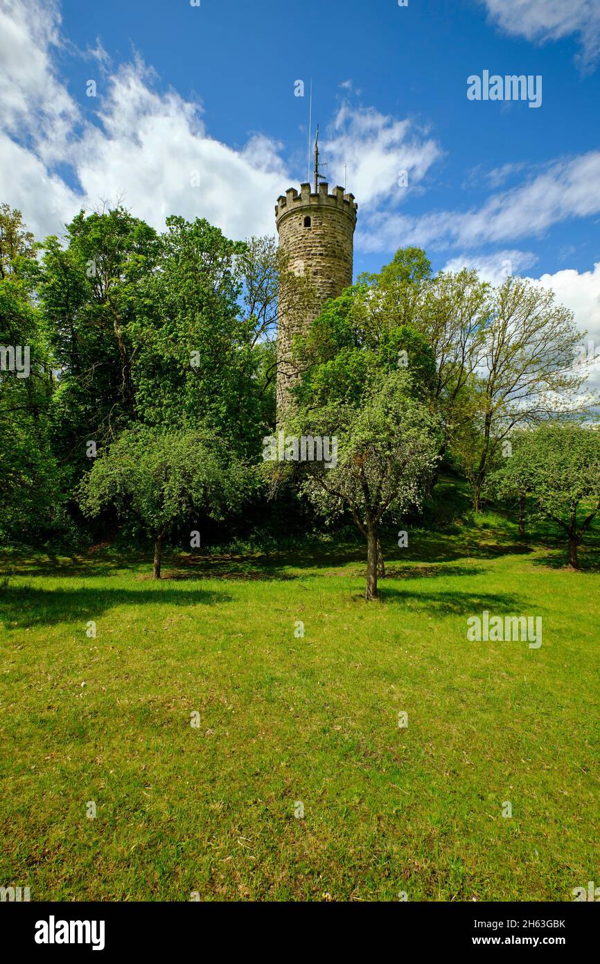 el torredo del wallburg eltmann en el steigerwald y el mainebene, distrito de hassberge, baja franconia, franconia, baviera, alemania Foto de stock