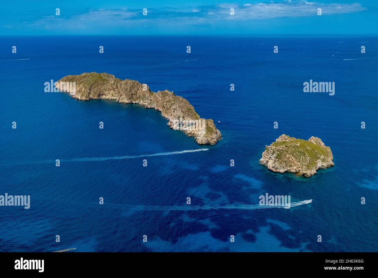 vista aérea,isla de illes malgrats,santa ponsa,calvià,mallorca,islas baleares,españa Foto de stock