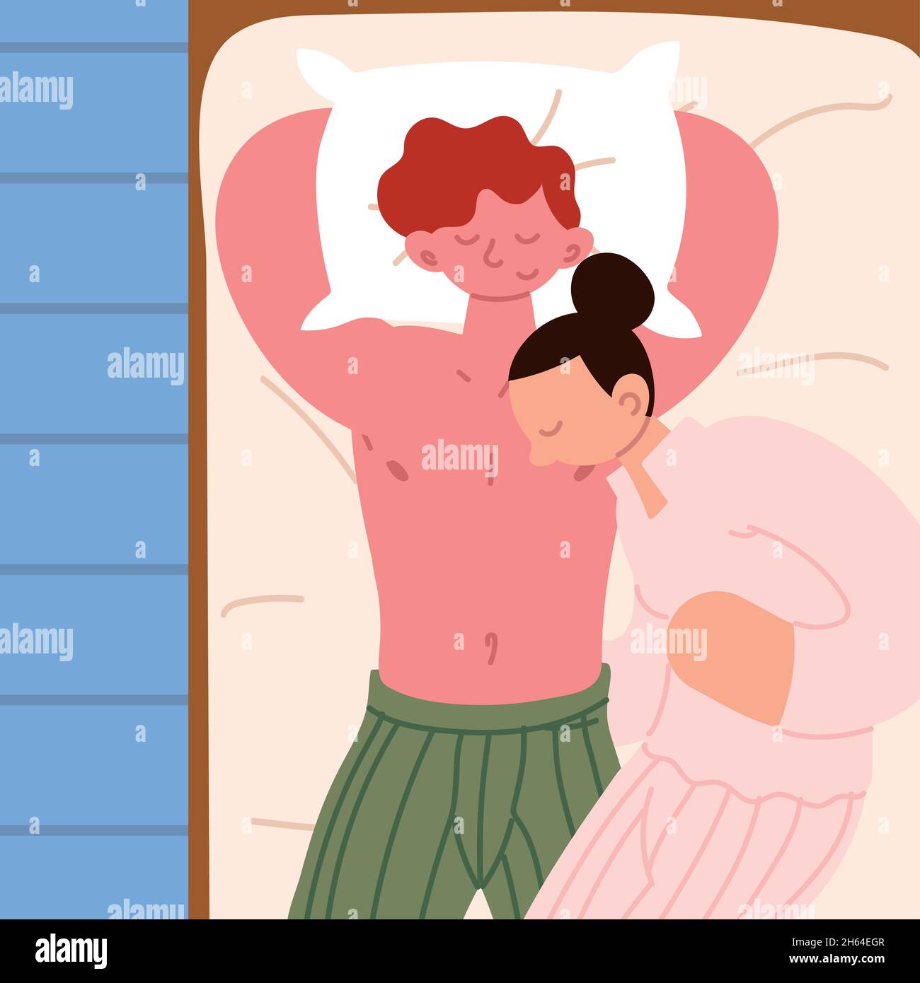 dibujos animados de pareja durmiendo Imagen Vector de stock - Alamy