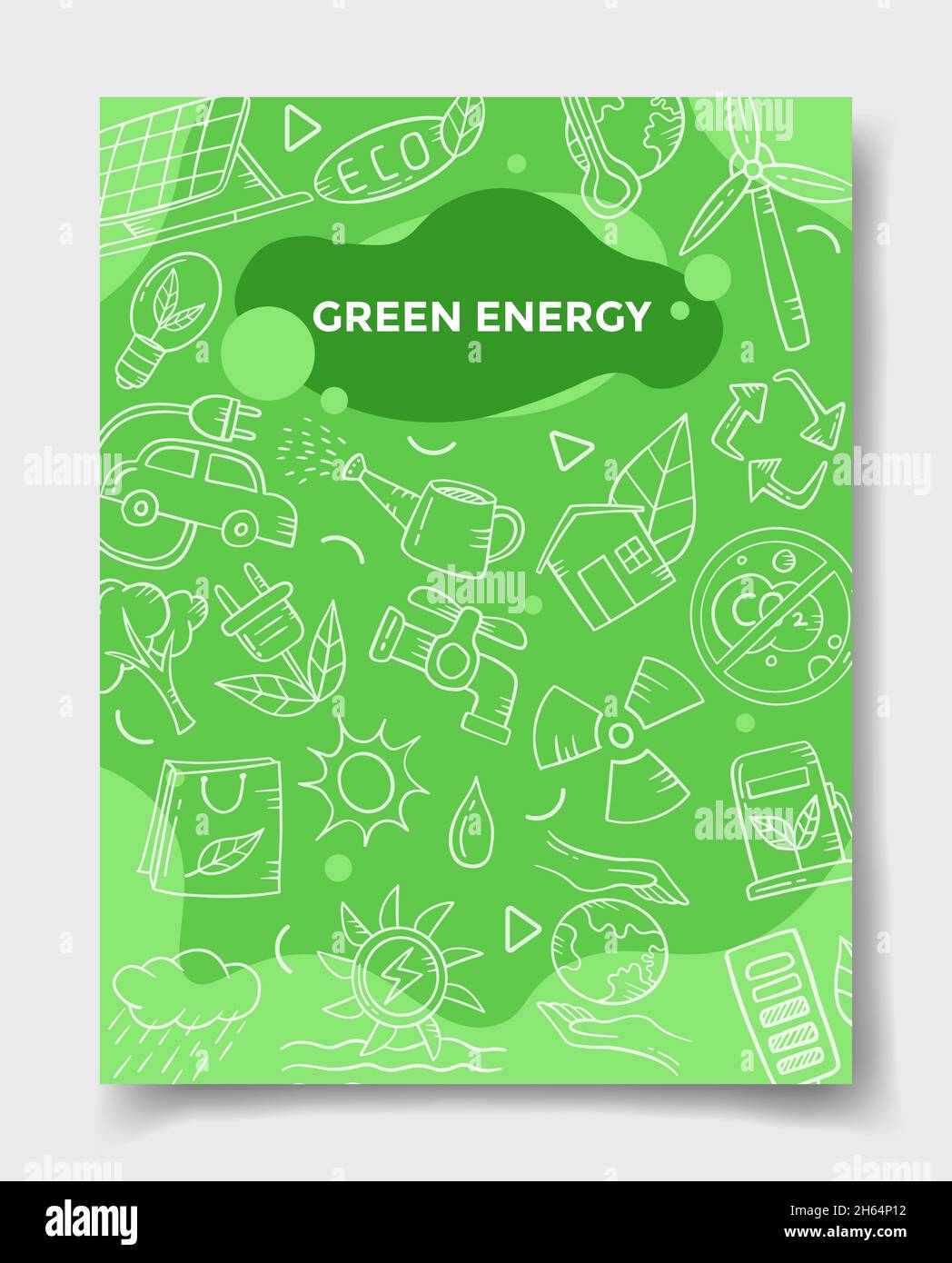 concepto de energía verde con estilo de fideos para la plantilla de  banners, volantes, libros, y portadas de revistas ilustración vectorial  Fotografía de stock - Alamy