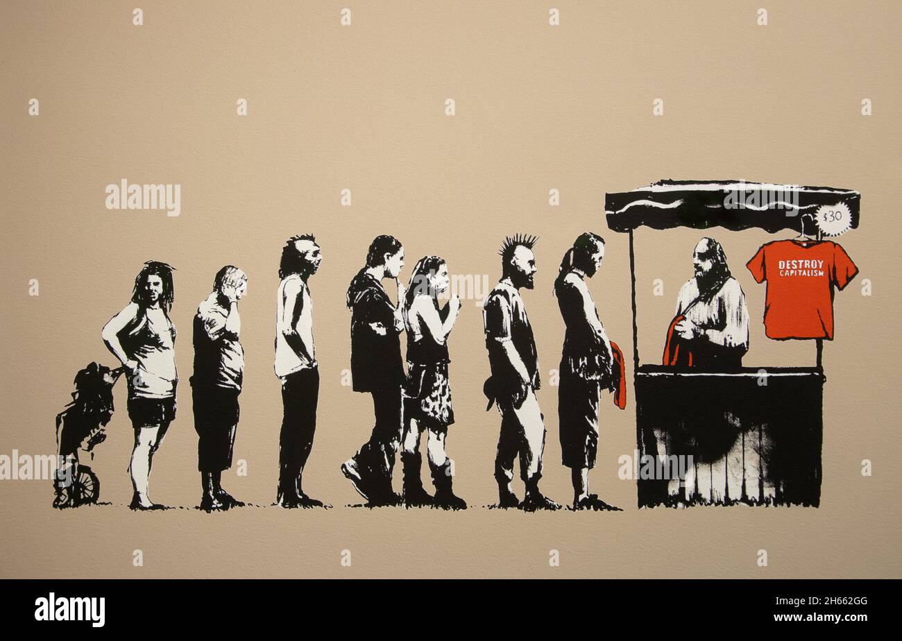 Banksy - Festival (destruir el capitalismo) Foto de stock
