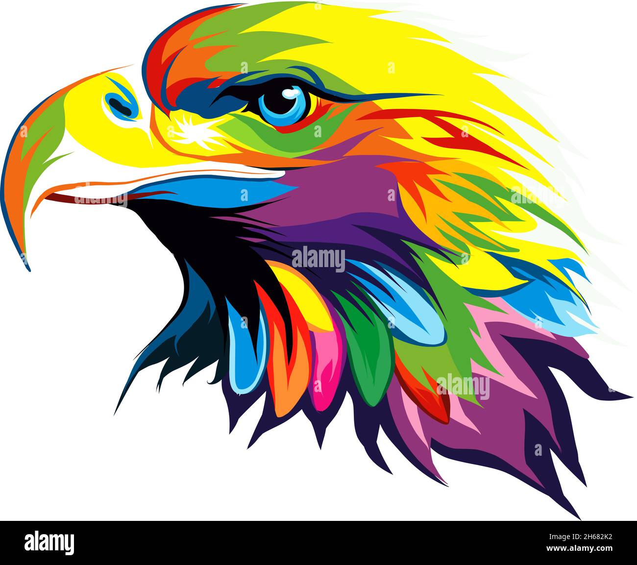 Retrato de cabeza de águila calva de pinturas multicolores. Salpicadura de  acuarela, dibujo en color, realista. Ilustración vectorial de pinturas  Imagen Vector de stock - Alamy