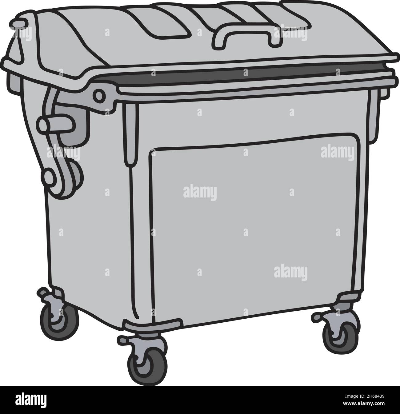 El dibujo a mano vectorizado de un contenedor de basura de acero Imagen  Vector de stock - Alamy