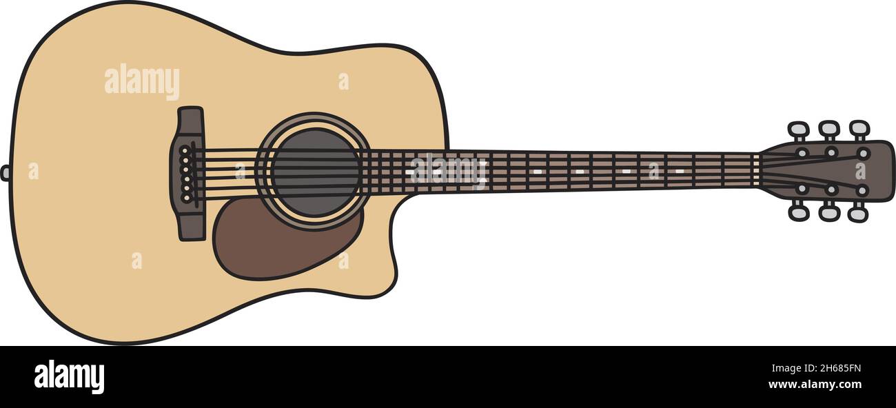 El dibujo de mano vectorizado de una guitarra acoustica Ilustración del Vector