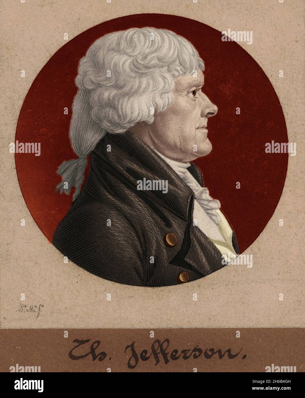 Thomas Jefferson, 1804. (Impresión en blanco y negro en color). Foto de stock