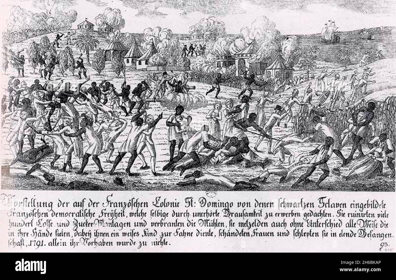 La rebelión de los esclavos de Saint-Domingue en 1791 Foto de stock