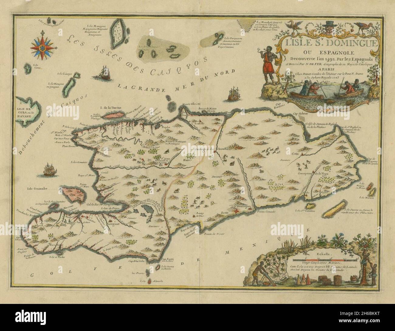 Mapa francés de la colonia francesa de Saint-Domingue en la isla de La ...